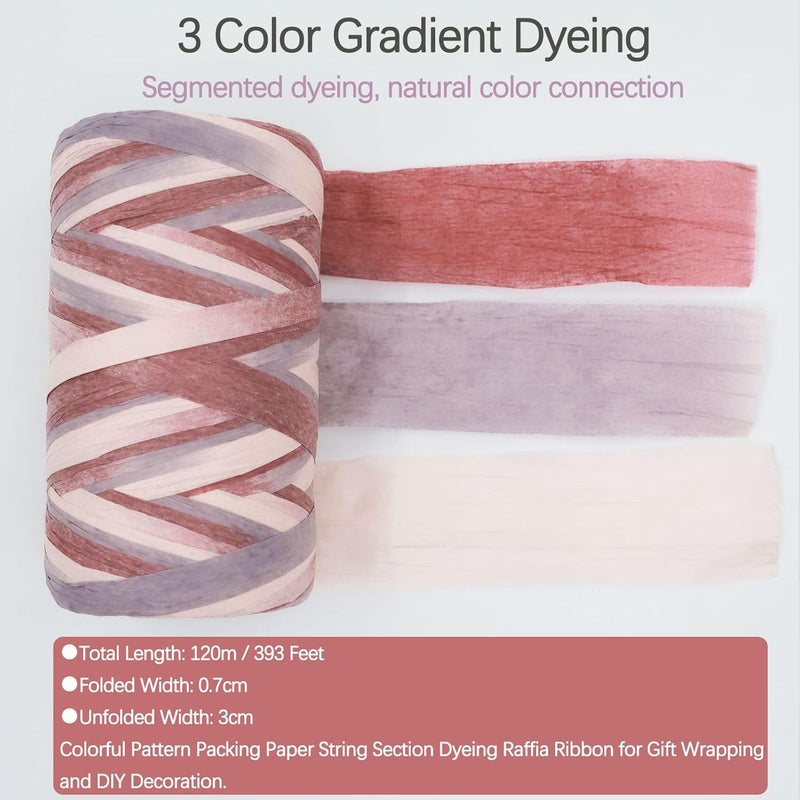 ALLWSLucky Colored 393 Feet Raffia Paper Ribbon, Colorful Packing Paper String Section Dyeing Raffia Ribbon for Gift Wrapping and DIY Decoration (Purple) - Image 2